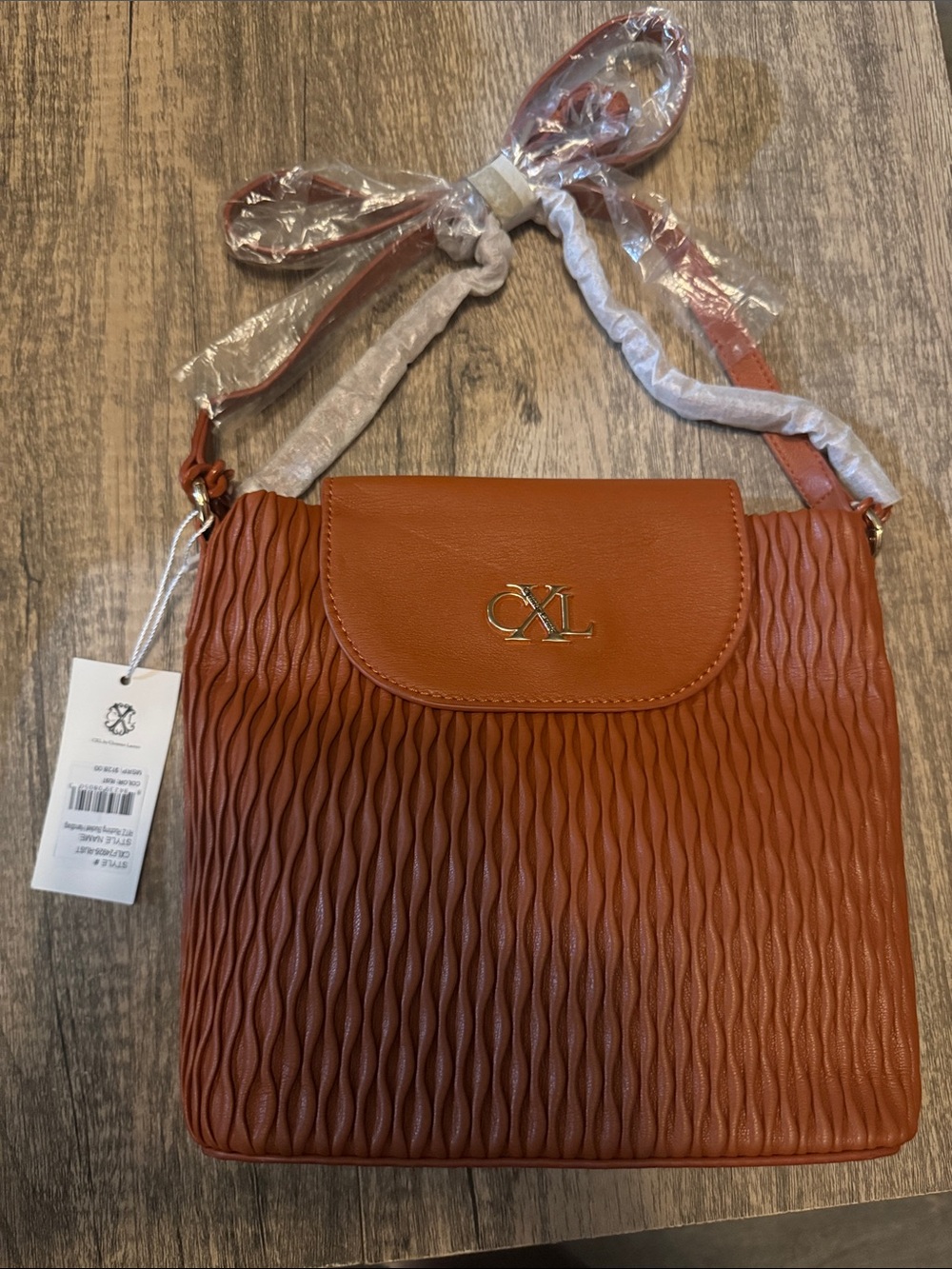 Christian Lacroix Textured Shoulder Bag in Cognac Brown